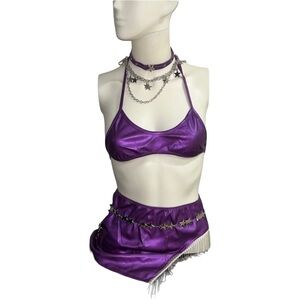 Rave Festival Dancewear Lingerie Set Faux Leather